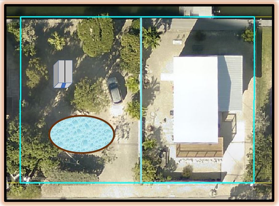 House with adjacent vacant lot with example accessory structures 